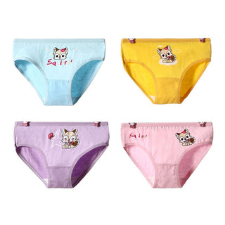 Babyqlo Cute Squirrel Printed Cotton Underpant Pack of 4 For Girls- Multicolor