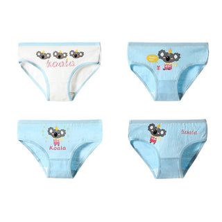 Babyqlo Koala Printed Cotton Underpant Pack of 4 For Girls- Blue