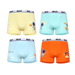 Babyqlo Spaceman Printed Cotton Underpant Pack of 4 For Boys - Multicolor