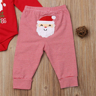 Baby's First Christmas Festive Printed Romper with Matching Bottoms Set