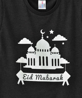 Babyqlo Eid Mubarak Tshirt for boys and girls - Charcoal Grey
