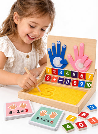 Child learning numbers with Montessori counting toy
