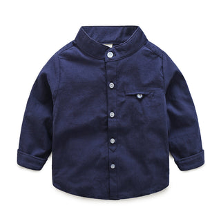 Full Sleeve Plain Navy Neck Shirt for Boys - shopfils.com