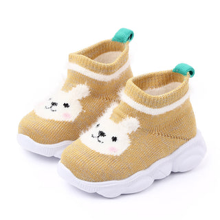 Babyqlo Panda Face Soft-top Shoes - Yellow
