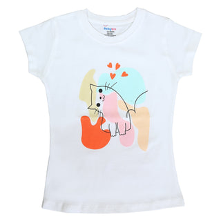 Babyqlo Colorful cute cat printed cotton top for girls