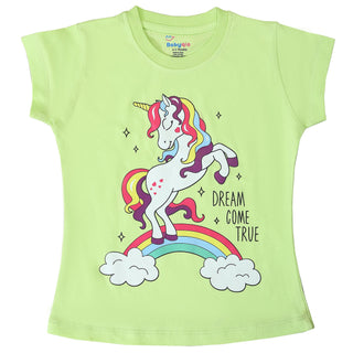 Colorful unicorn printed cotton top for girls