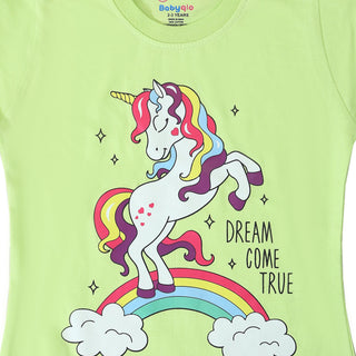 Colorful unicorn printed cotton top for girls