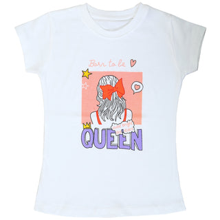Born to be Queen quoted print cotton top for girls