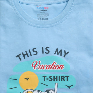 Vaction on the beach printed cotton t-shirt for boys
