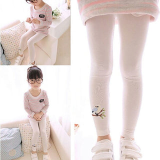 Bird Embroidery - Stretchable Leggings for Girls