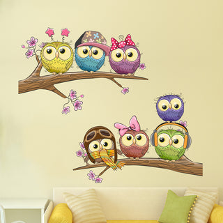 Owls on the Branch Wall Sticker For Kids Room