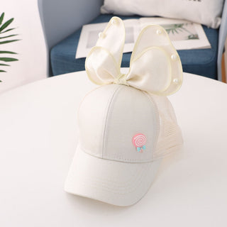 Babyqlo Big bow feature cap for little girls - Golden