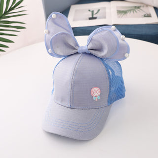 Babyqlo Big bow feature cap for little girls - Blue