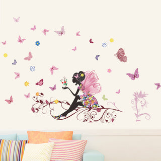 Fairy with Butterflies Wall Sticker For Girls Room