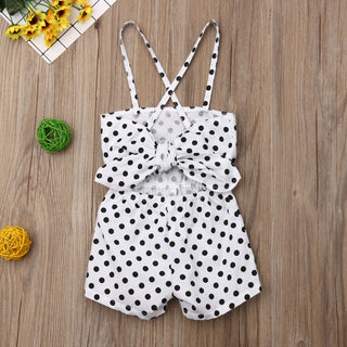 Polka Printed spaghetti Jumpsuit with Back-tie closure for Little Girls - shopfils.com