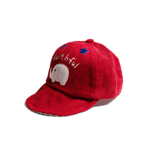 Babyqlo Elephant print cap for little Girls - Red