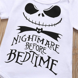 Nightmare before bedtime quoted romper 3pcs set for infants