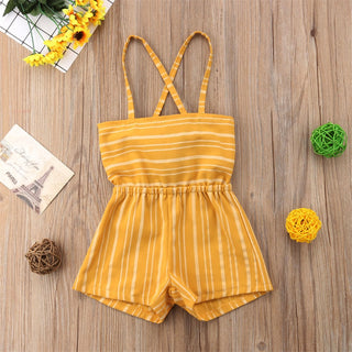 Striped spaghetti Jumpsuit with Back-knot Closure for Little Girls