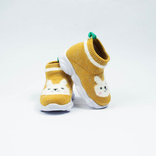 Babyqlo Panda Face Soft-top Shoes - Yellow