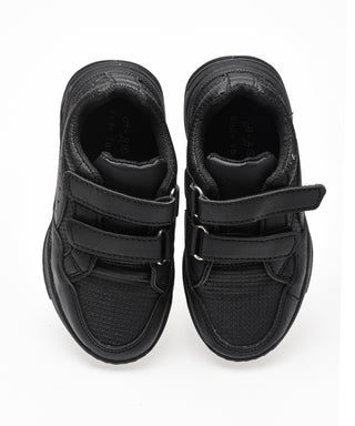 Mesh style comfortable School Sneakers with Hook and Loop Closure- Black