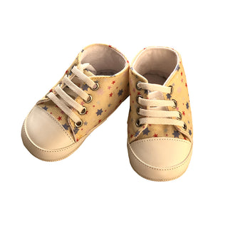 Star Printed Soft Bottom Crib Shoes for Little Ones - Yellow - shopfils.com