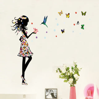 Pretty Fairy with Butterflies Wall Sticker For Girls Room