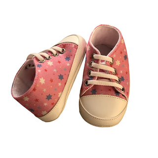 Star Printed Soft Bottom Crib Shoes for Little Ones - Pink - shopfils.com