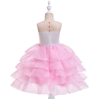 Unicorn feature Sleeveless Tiered Ruffle Party dress for Girls