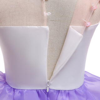 Unicorn feature Sleeveless Tiered Ruffle Party dress for Girls- Purple