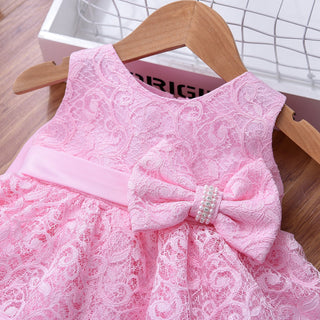 Beautiful Pink Lace knee length party dress and Headband