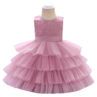 Babyqlo Pretty pink knee-length party dress for girls