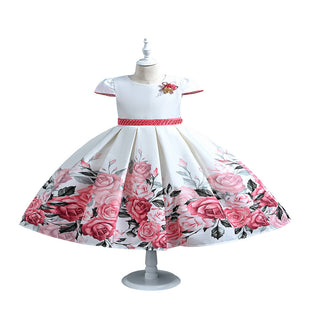 Multicolor floral printed knee length dress for girls-mybabyqlo.com