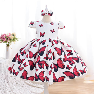 Butterfly printed party dress for girls -www.mybabyqlo.com