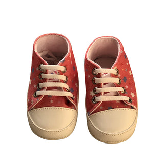 Star Printed Soft Bottom Crib Shoes for Little Ones - Red - shopfils.com
