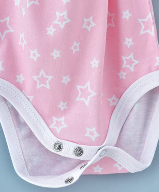 Stars Printed Pink Bodysuit for Infants