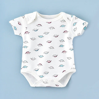 Babyqlo Cute Dino Printed Onesies - White