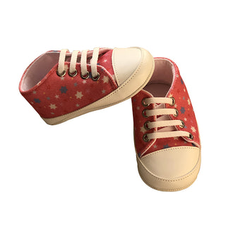 Star Printed Soft Bottom Crib Shoes for Little Ones - Red - shopfils.com