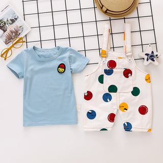 Multicolor Balls Printed Jumpsuit with Plain T-shirt set for Boys