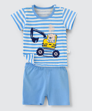 Cute bear in crane Printed Tee with Shorts Set