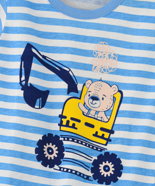 Cute bear in crane Printed Tee with Shorts Set