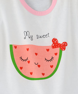 Babyqlo Watermelon Printed Tee with Shorts Set - White