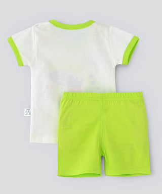 Babyqlo Very Loud Dino Printed Tee with Shorts Set - Green