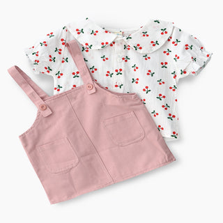 Peter Pan Collared T-Shirt And Dungaree Set Multicolor