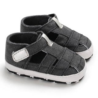 Denim Slip On Shoes with Hook and Loop Closure for Babies - Black - shopfils.com