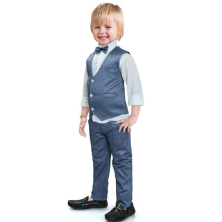 Gentleman 4 piece Kids Boys Tank Shirt Pant waist coat with bow tie set
