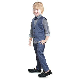 Formal Suits long sleeve strips pattern shirts waistcoat pants with bow tie 4 pieces child tuxedos outfits