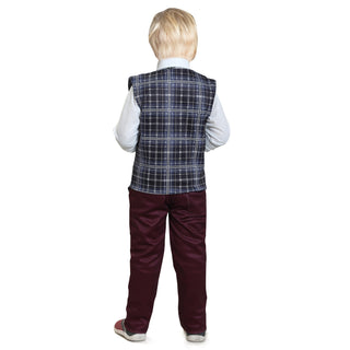 Formal Suits long sleeve shirts with checks waistcoat pants with bow tie 4 pieces child tuxedos outfits