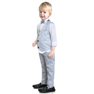 Formal Suits long sleeve solid pattern shirt waistcoat pant with bow tie 4 pieces child tuxedos outfits