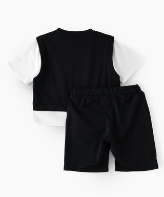 Black and white t-shirt and short set for boys