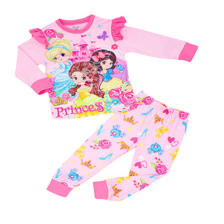 Triplet Royalty Glowing Princess Printed Pajama Sets for Little Girls-www.mybabyqlo.com